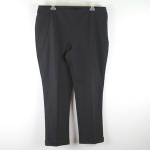 Misook Collection Black Straight Leg Stretch Nylon Cuffed Hemline Pants 14